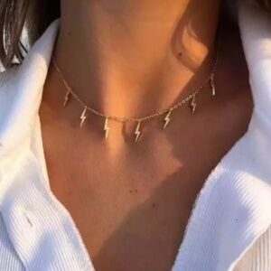 Urban Outfitters Silver Lightning Bolt Charm Choker Necklace